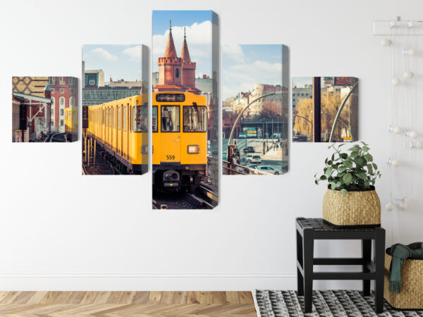 Obraz Wieloczęściowy Żółty Pociąg W Berlinie Na Torach Kolejowych - obrazek 9