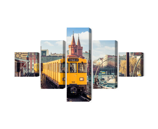 Obraz Wieloczęściowy Żółty Pociąg W Berlinie Na Torach Kolejowych - obrazek 3