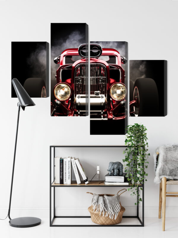 Obraz Wieloczęściowy Samochód Hot Rod Na Tle Dymu - obrazek 10