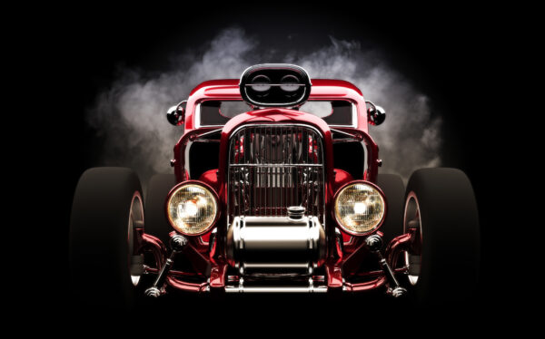 Obraz Wieloczęściowy Samochód Hot Rod Na Tle Dymu - obrazek 2