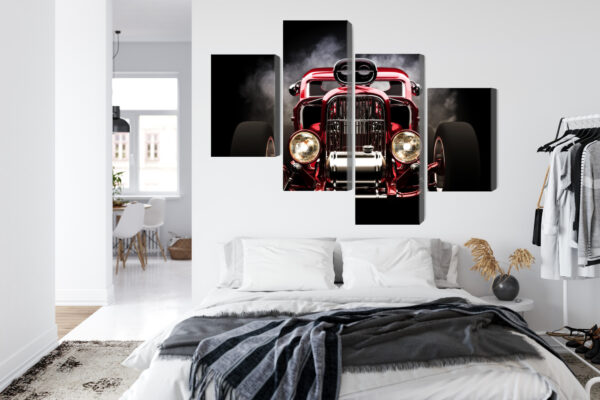 Obraz Wieloczęściowy Samochód Hot Rod Na Tle Dymu - obrazek 8