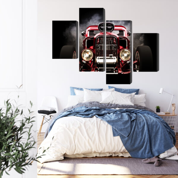 Obraz Wieloczęściowy Samochód Hot Rod Na Tle Dymu - obrazek 4