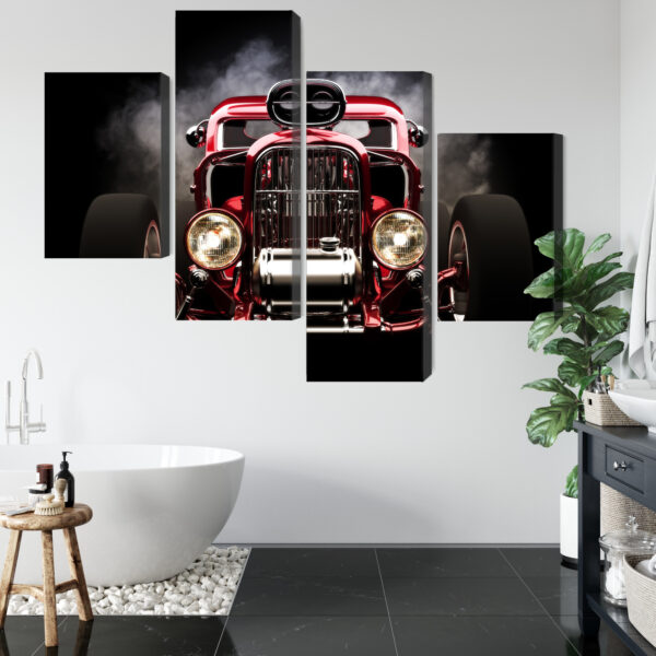 Obraz Wieloczęściowy Samochód Hot Rod Na Tle Dymu - obrazek 6