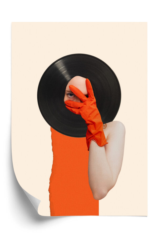 Plakat Muzyka Umysłu Na Płycie Winylowej Kolaż Pop-Art - obrazek 3