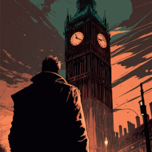 Plakat Mężczyzna I Big Ben W Komiksowym Stylu