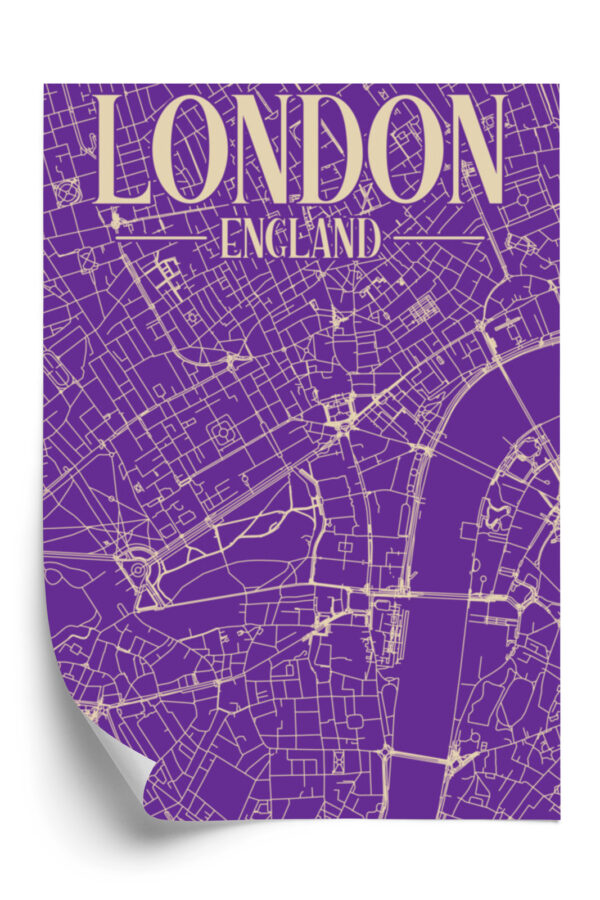 Plakat Centrum Londynu Na Fioletowej Mapie - obrazek 3
