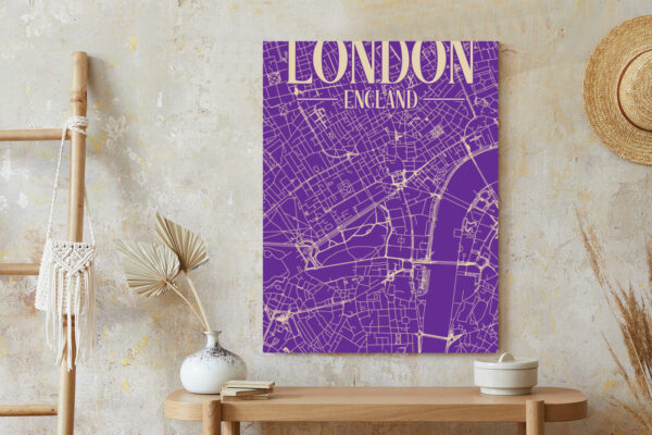 Plakat Centrum Londynu Na Fioletowej Mapie - obrazek 7