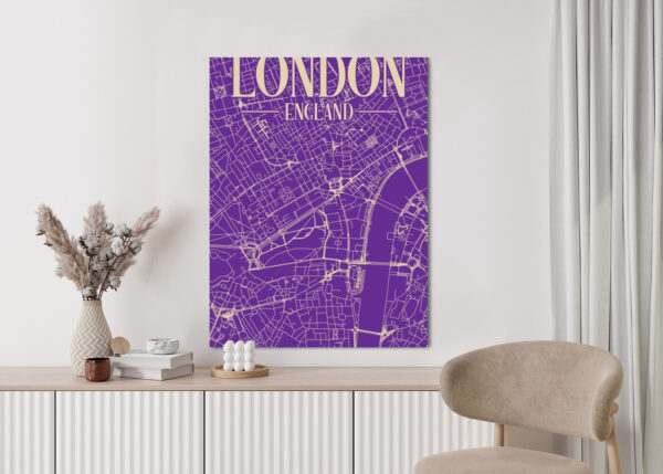 Plakat Centrum Londynu Na Fioletowej Mapie - obrazek 6
