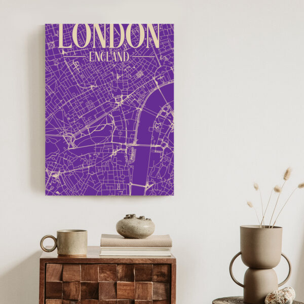 Plakat Centrum Londynu Na Fioletowej Mapie - obrazek 4