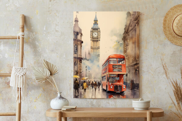 Plakat Czerwony Autobus I Big Ben W Londynie Akwarela - obrazek 7
