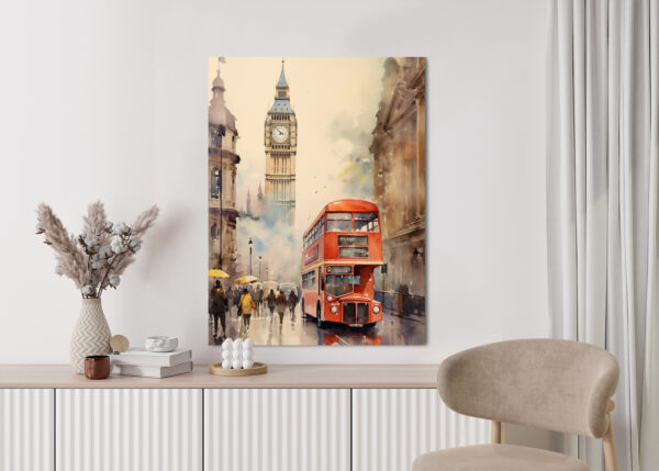 Plakat Czerwony Autobus I Big Ben W Londynie Akwarela - obrazek 6