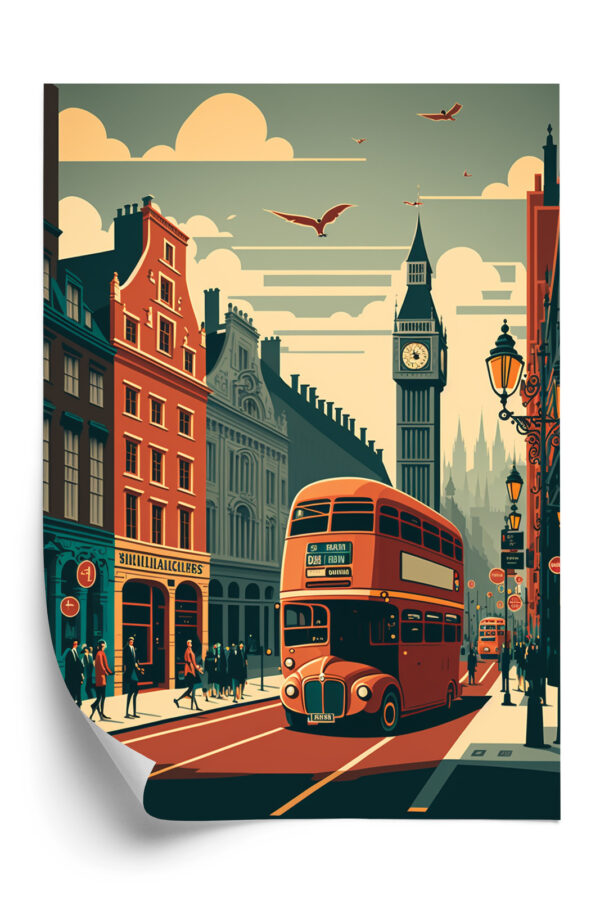 Plakat Londyński Autobus Na Ulicy Miasta - obrazek 3