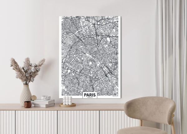 Plakat Paryż - Czarno-Biały Plan Miasta - obrazek 6