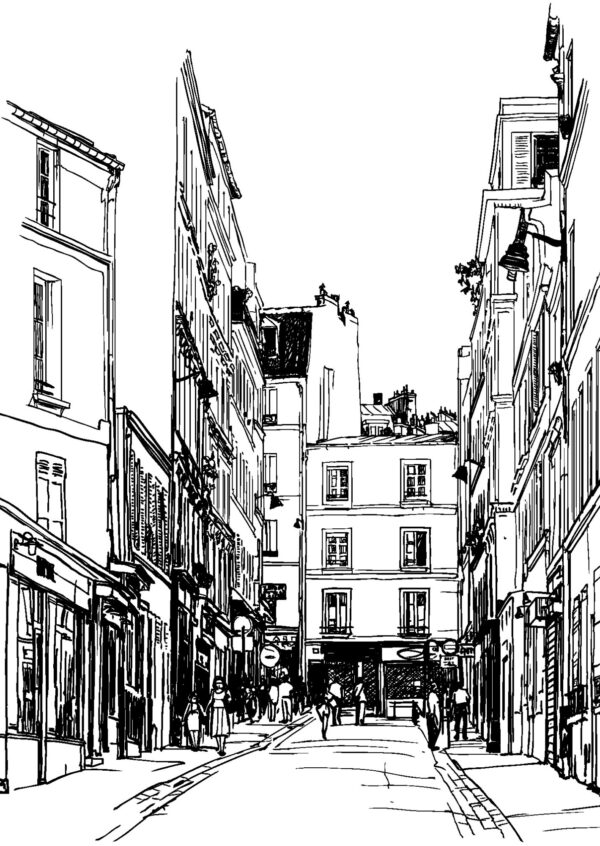 Plakat Uliczka Przy Montmartre W Paryżu - Szkic - obrazek 2