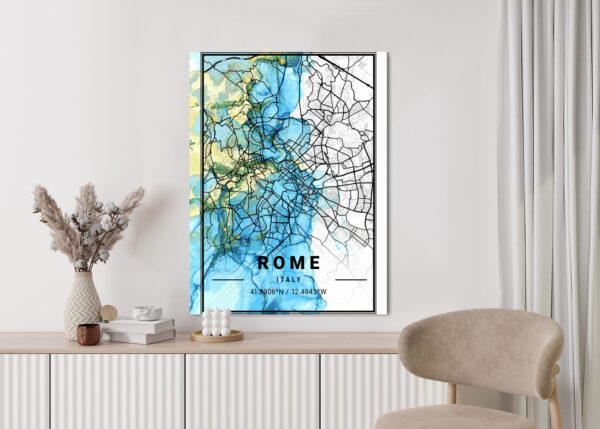 Plakat Mapa Rzymu Na Abstrakcyjnym Marmurowym Tle - obrazek 6