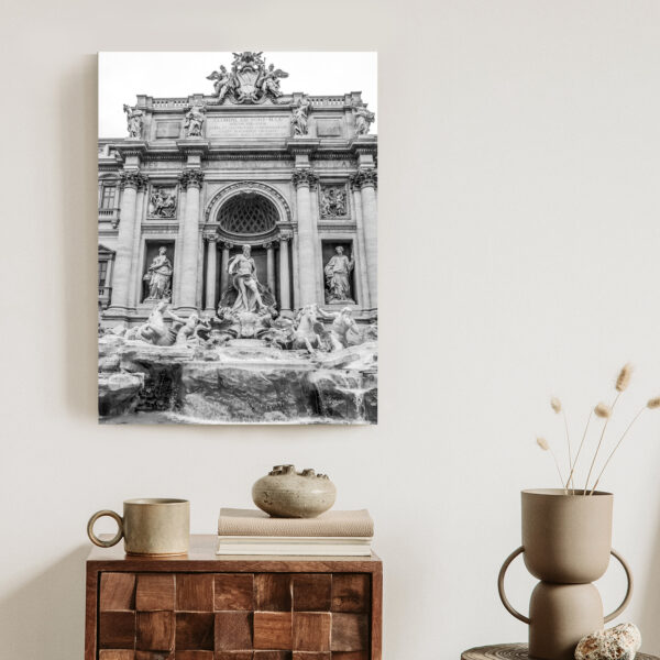 Plakat Fontanna Di Trevi W Rzymie Z Posągami W Czerni I Bieli - obrazek 4