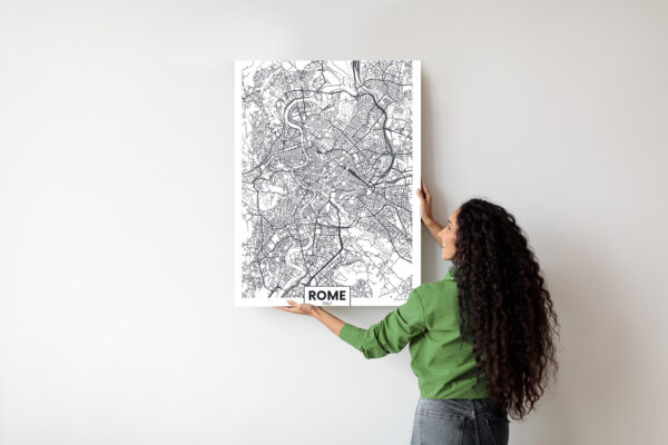 Plakat Rzym Czarno Biała Mapa Miasta - obrazek 8