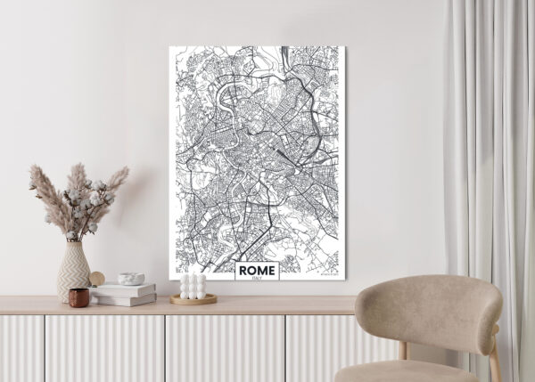 Plakat Rzym Czarno Biała Mapa Miasta - obrazek 6