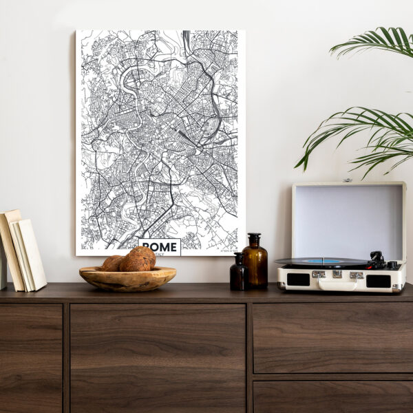 Plakat Rzym Czarno Biała Mapa Miasta - obrazek 5