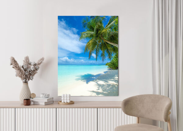 Plakat Tropikalna Wyspa Malediwy Z Białą Piaszczystą Plażą I Morzem - obrazek 6