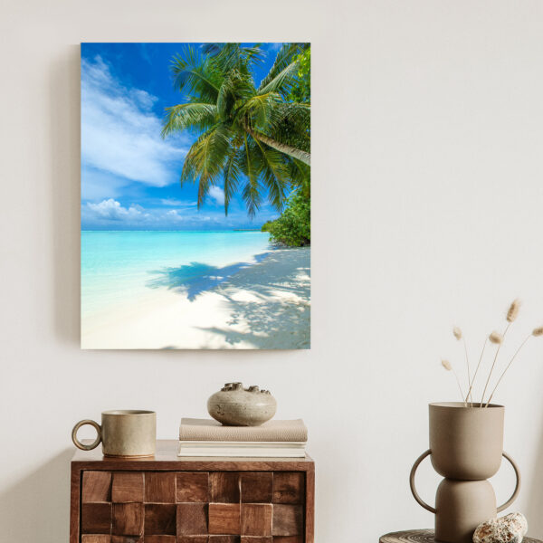 Plakat Tropikalna Wyspa Malediwy Z Białą Piaszczystą Plażą I Morzem - obrazek 4