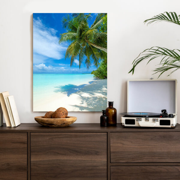 Plakat Tropikalna Wyspa Malediwy Z Białą Piaszczystą Plażą I Morzem - obrazek 5