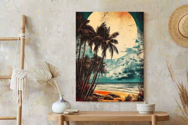 Plakat Tropikalna Plaża Słońce I Palmy Vintage - obrazek 7
