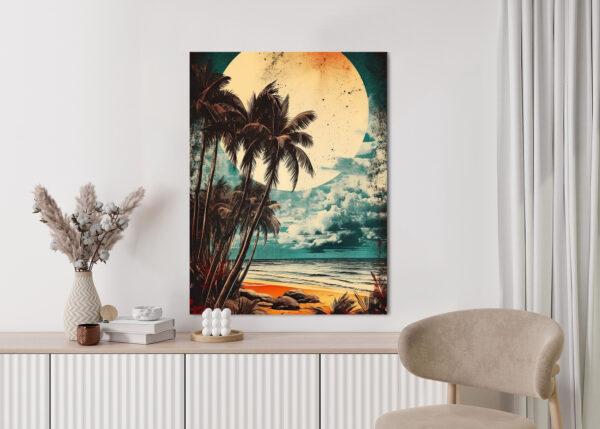 Plakat Tropikalna Plaża Słońce I Palmy Vintage - obrazek 6