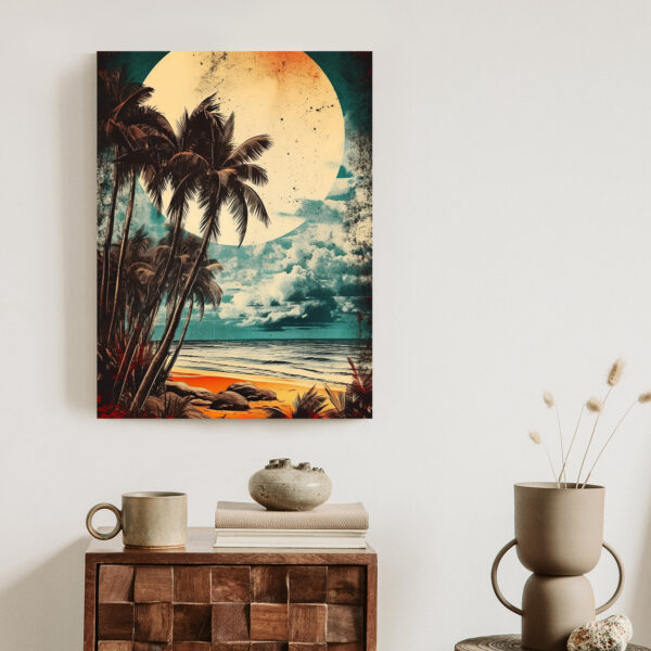 Plakat Tropikalna Plaża Słońce I Palmy Vintage - obrazek 4