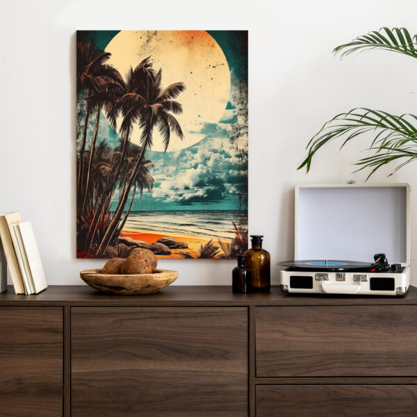 Plakat Tropikalna Plaża Słońce I Palmy Vintage - obrazek 5