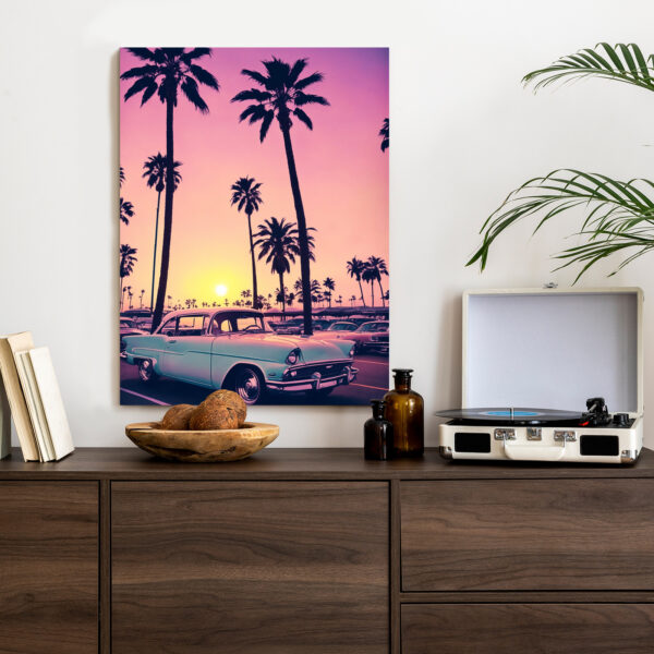 Plakat Samochód Retro Na Tle Wysokich Palm - obrazek 5