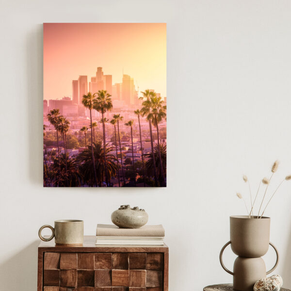 Plakat Panorama Los Angeles Z Palmami I Zachodem Słońca - obrazek 4