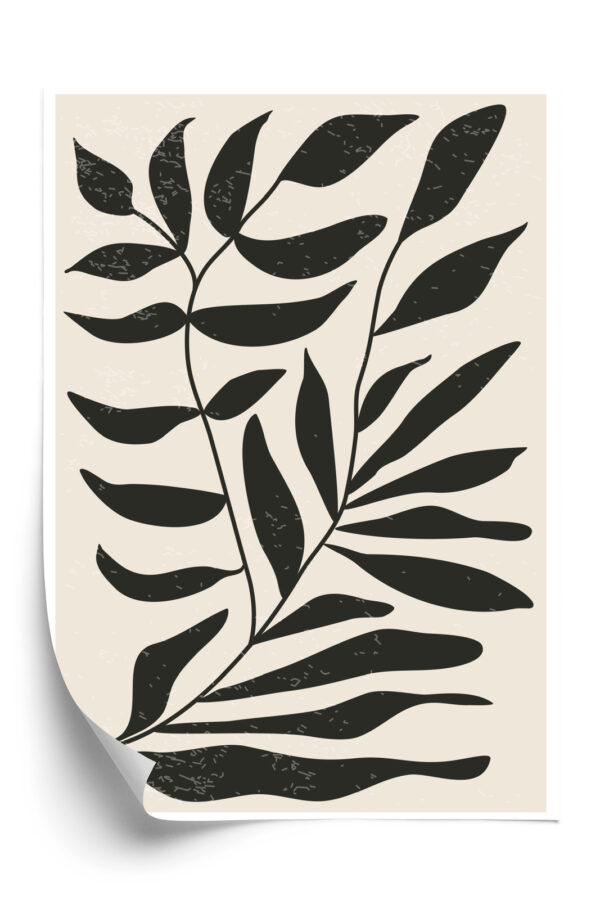 Plakat Grafika Z Czarnymi Liśćmi Inspirowana Matisse - obrazek 3