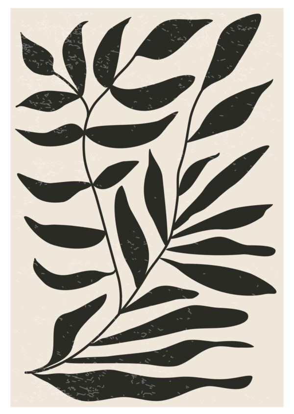 Plakat Grafika Z Czarnymi Liśćmi Inspirowana Matisse - obrazek 2