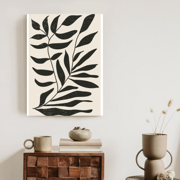 Plakat Grafika Z Czarnymi Liśćmi Inspirowana Matisse - obrazek 4