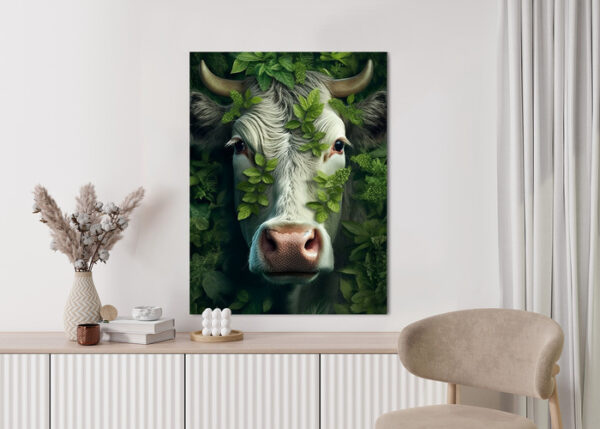 Plakat Krowa Wyłaniająca Się Z Liści - obrazek 6