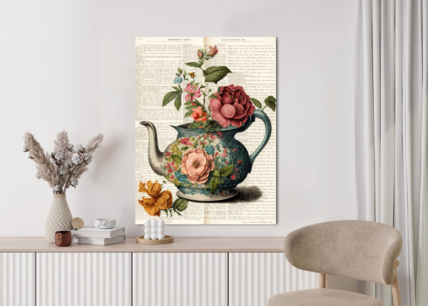 Plakat Czajnik Z Kwiatami I Stara Gazeta - obrazek 6