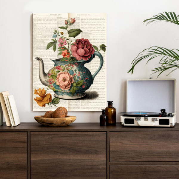 Plakat Czajnik Z Kwiatami I Stara Gazeta - obrazek 5