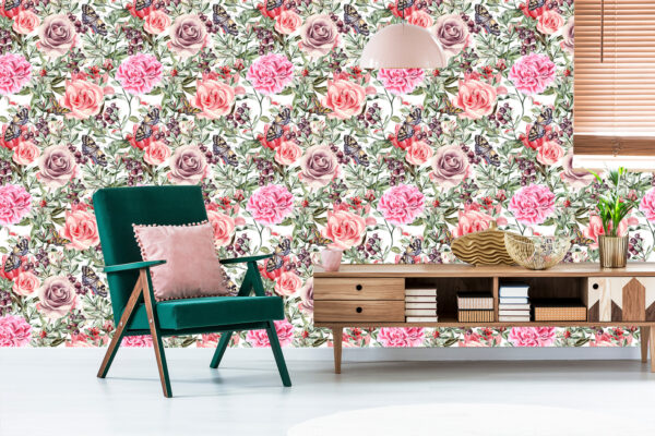Tapeta Kolorowe Róże I Peonie-Akwarela - obrazek 8