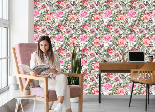 Tapeta Kolorowe Róże I Peonie-Akwarela - obrazek 9
