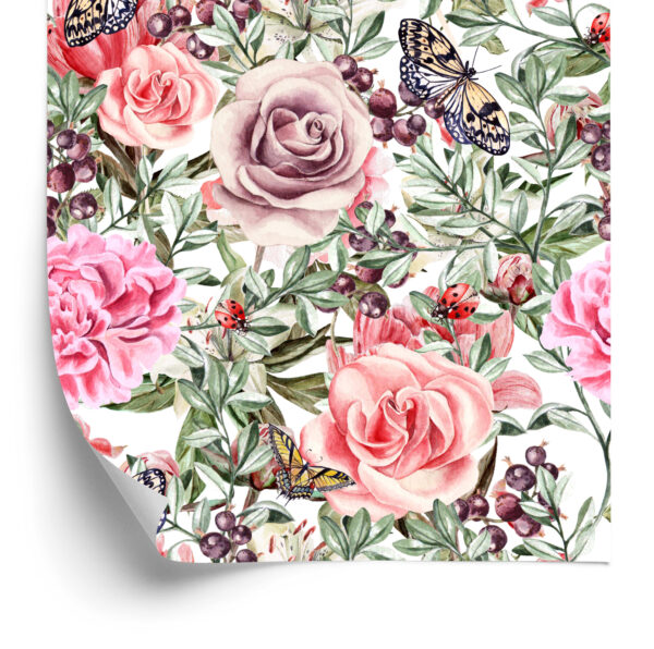 Tapeta Kolorowe Róże I Peonie-Akwarela - obrazek 4