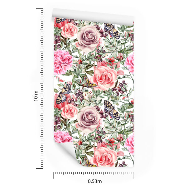 Tapeta Kolorowe Róże I Peonie-Akwarela - obrazek 3