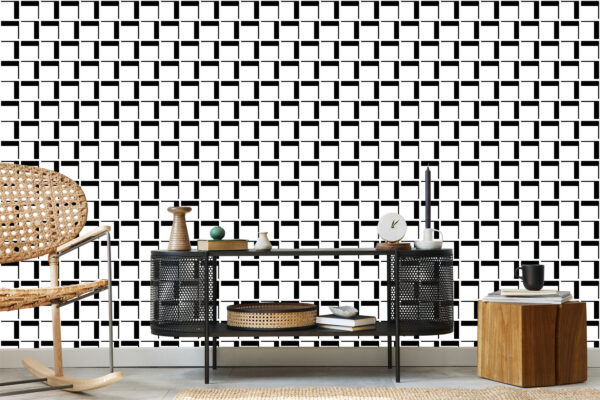 Tapeta 3D Geometryczna W Kratę Do Salonu, Biura - obrazek 7