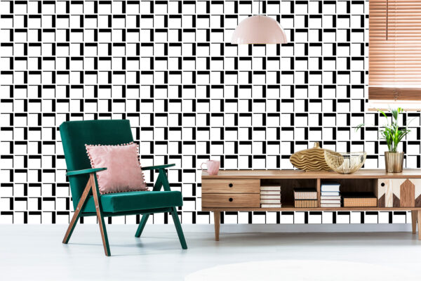 Tapeta 3D Geometryczna W Kratę Do Salonu, Biura - obrazek 8