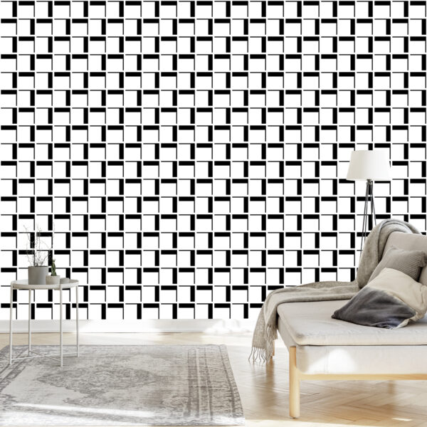 Tapeta 3D Geometryczna W Kratę Do Salonu, Biura - obrazek 5