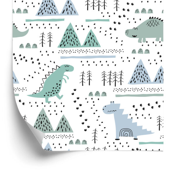 Tapeta Dla Chłopca Dinozaury, Drzewa, Góry - obrazek 4
