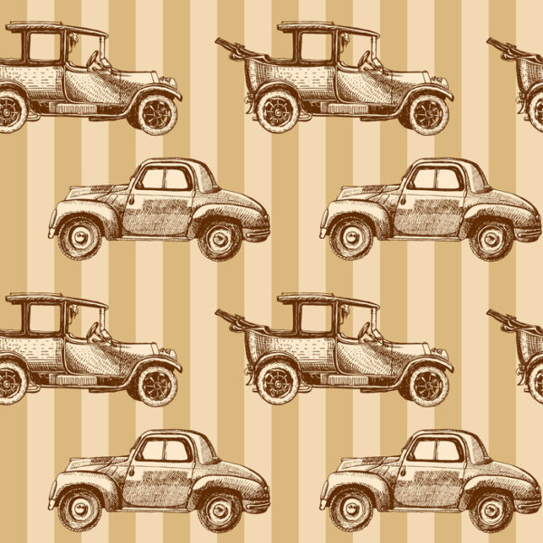 Tapeta Dla Dzieci - Samochody W Stylu Retro