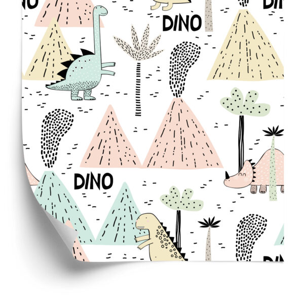 Tapeta Dla Chłopca, Dinozaury, Pastelowe Wulkany - obrazek 4