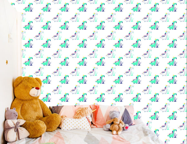 Tapeta Do Pokoju Dziecka, Dinozaury Rośliny Liście - obrazek 8