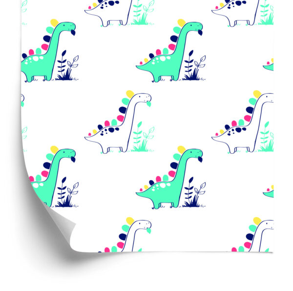Tapeta Do Pokoju Dziecka, Dinozaury Rośliny Liście - obrazek 4